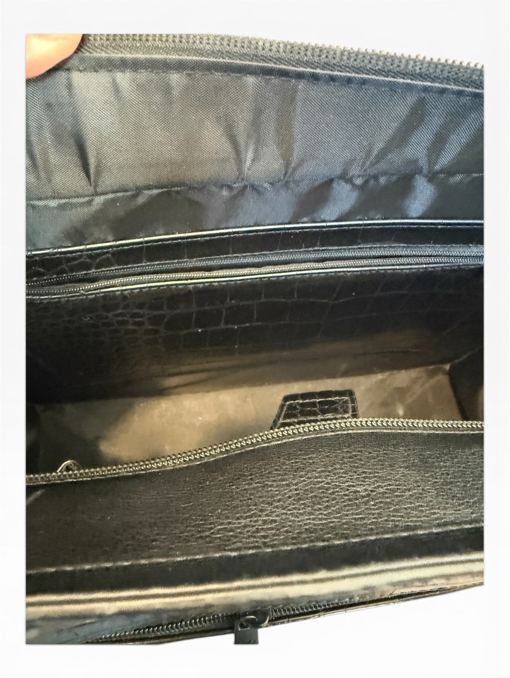 BÉIS The Work Tote Black Croc Embossed Laptop Travel Bag Standard Size - Picture 9 of 10